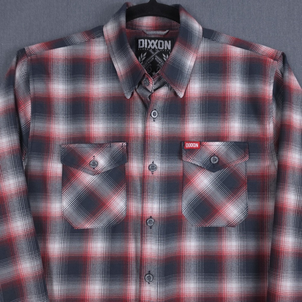 Dixxon Flannel Equalizer Shirt Mens Large Shadow Plaid Long Sleeve Button D-Tech
